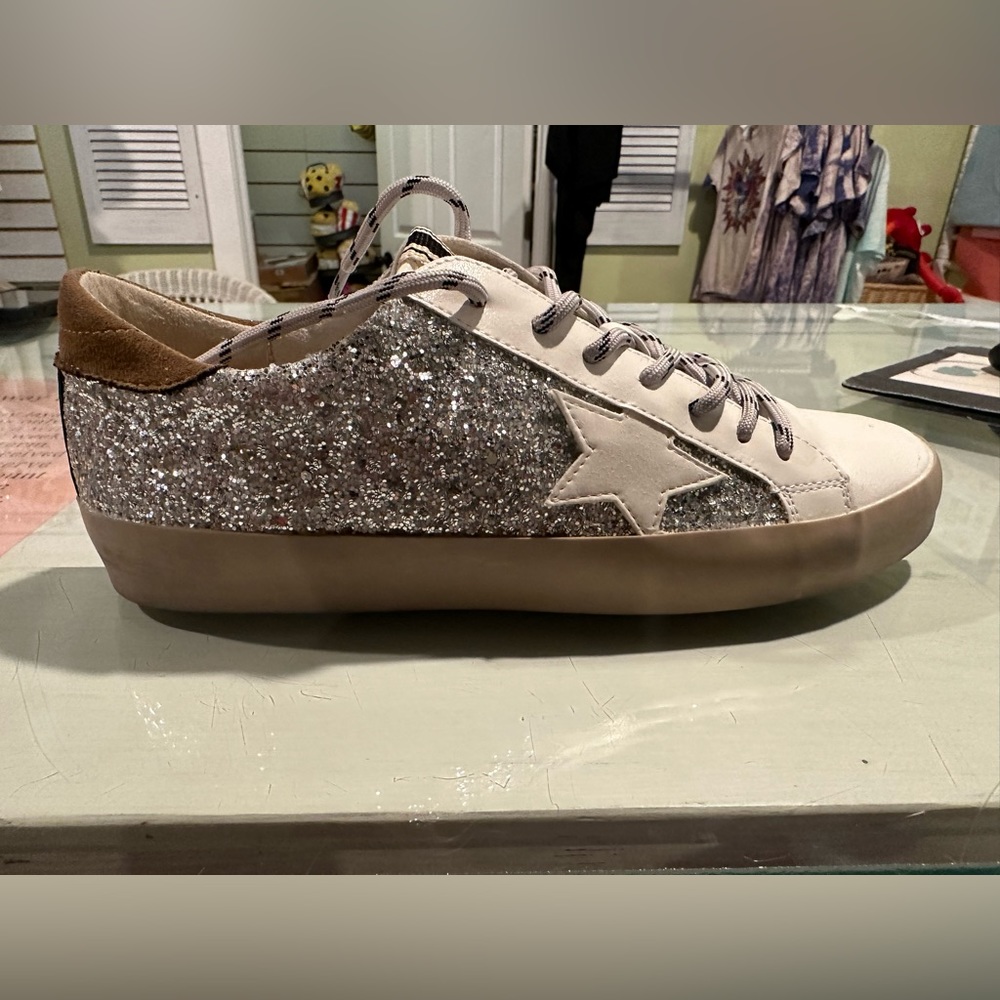 ShuShop Silver Sparkle Sneakers.